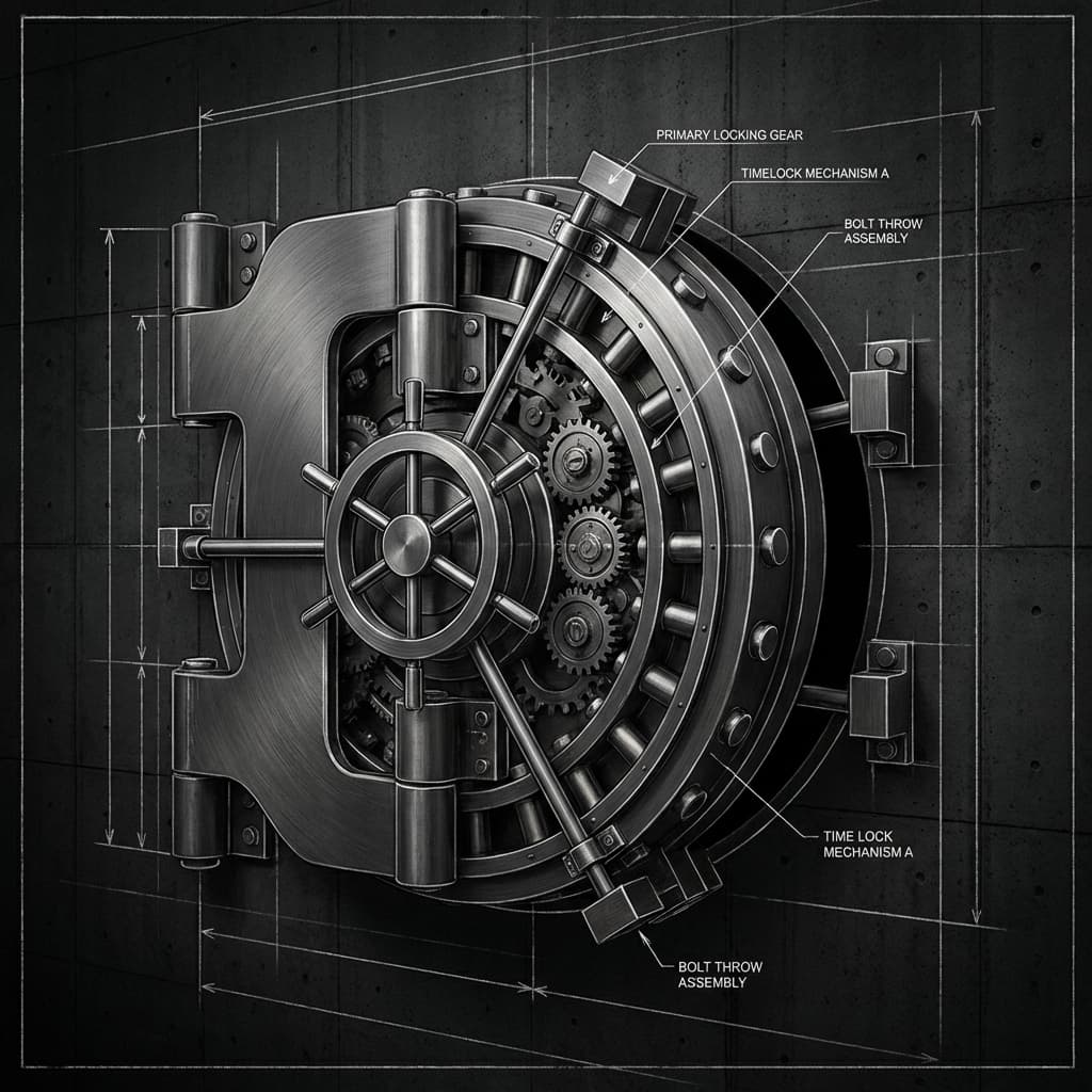 Illustration of the massive vault door opening