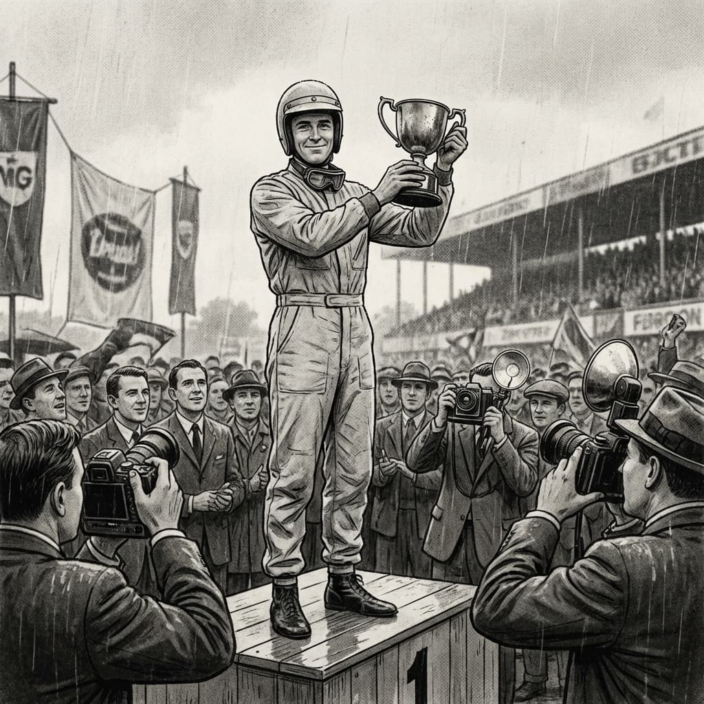 Podium celebration at the 1967 Belgian Grand Prix