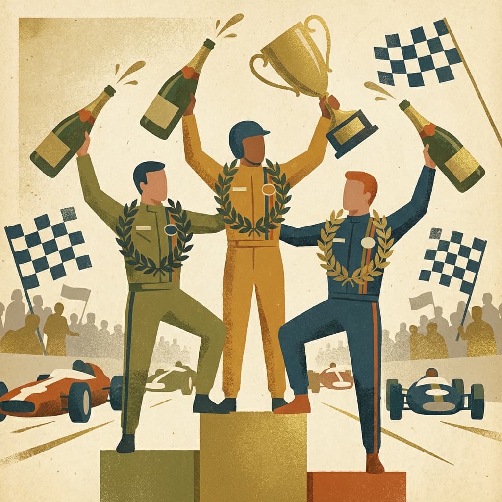 Champagne celebration on the podium