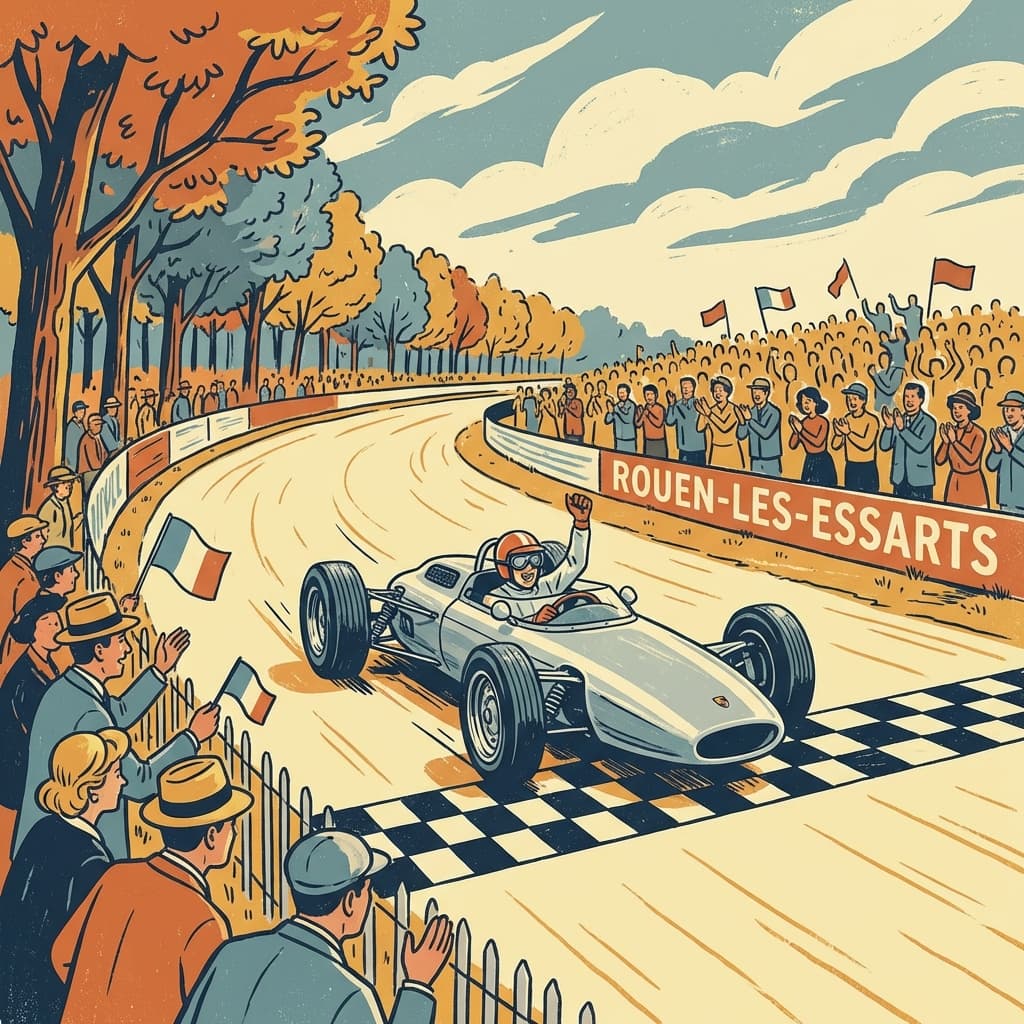 Vintage Formula 1 car at speed