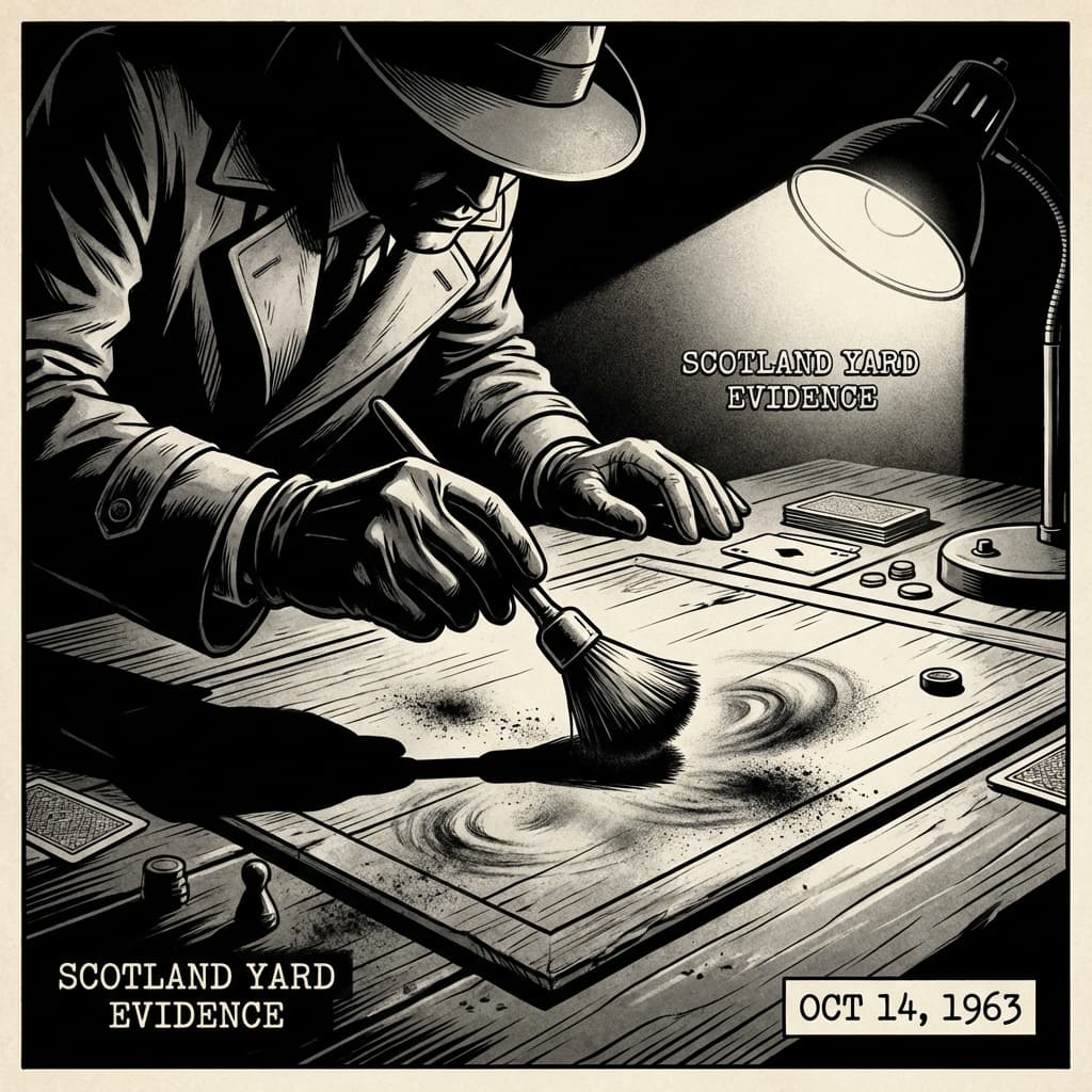 Close-up illustration of fingerprint dusting on game board